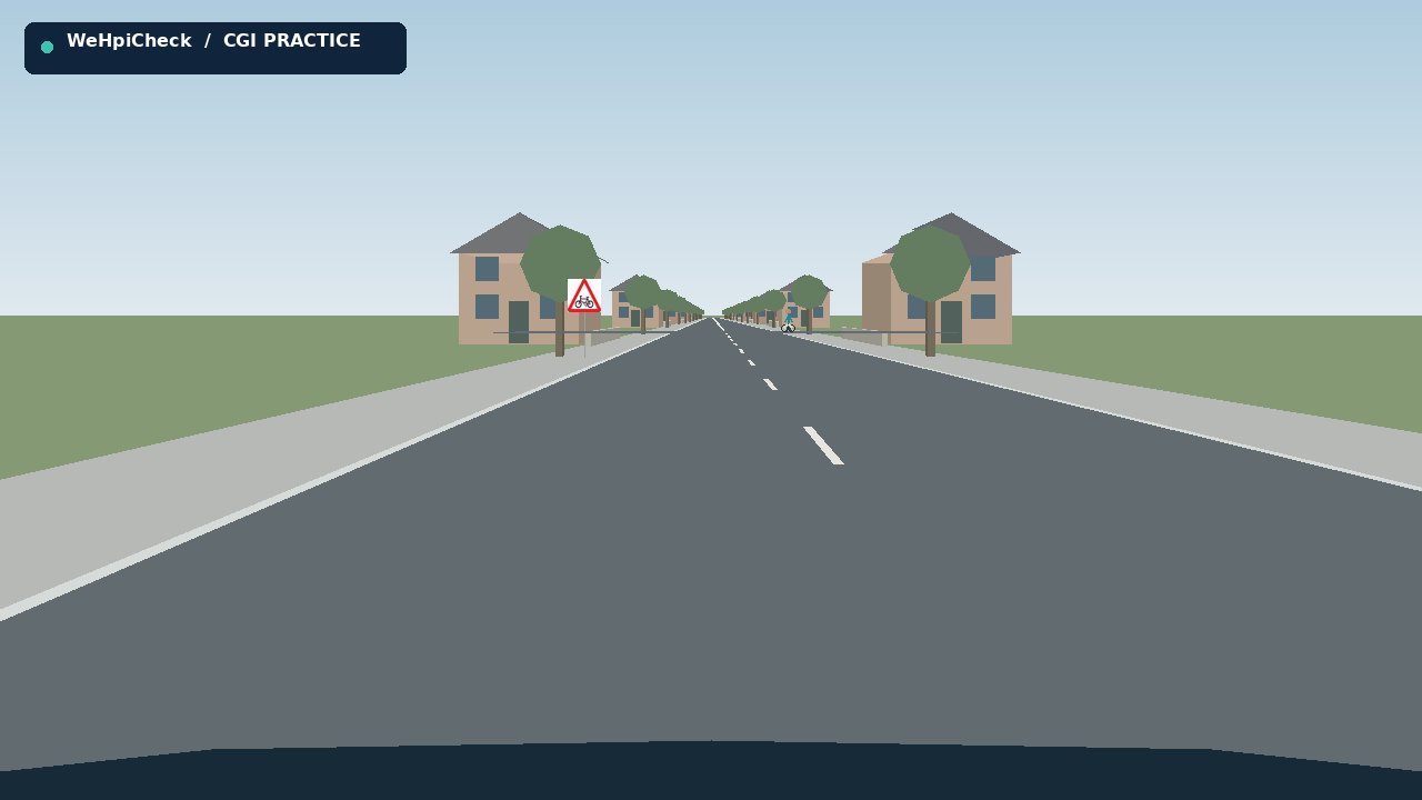 Cyclist crossing at a junction — illustrative CGI