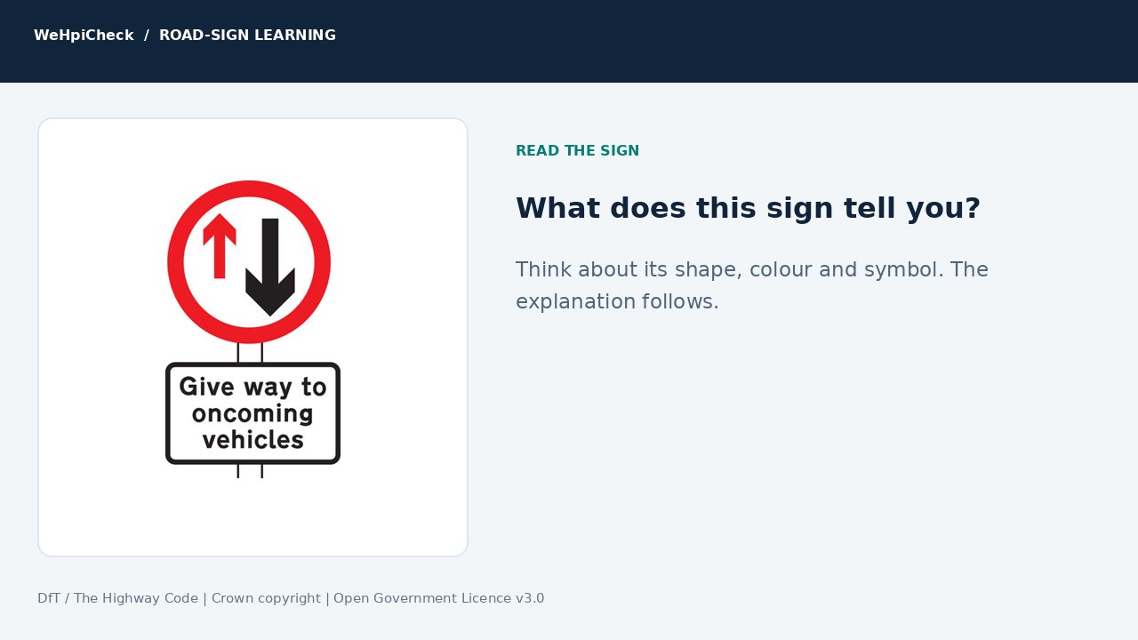 Give priority to oncoming vehicles — illustrative CGI